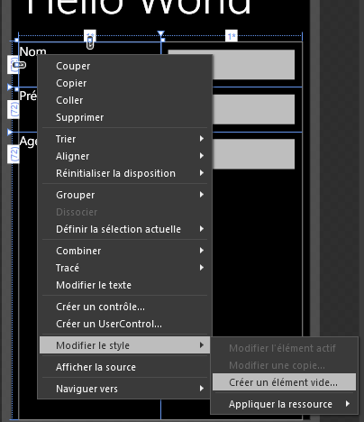 Modification du style dans Blend