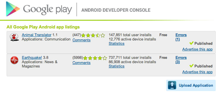 Des applications sur le Google Play