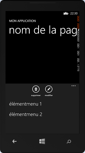 Utilisation des icônes de la barre d'application