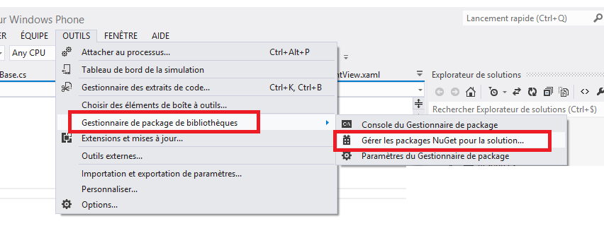 Démarrer NuGet