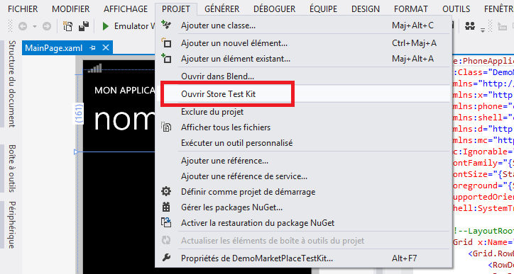 Ouvrir le Store Test Kit