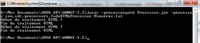 Excution du processeur générant un fichier HTML