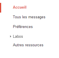 Menu des outils pour les webmasters