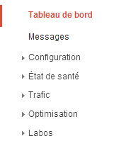 Tableau de bord des outils pour les webmasters