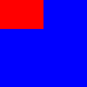 Un rectangle rouge sur fond bleu