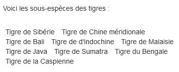 Une liste en ligne