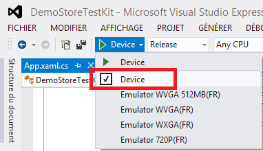 Démarrer l'application sur le téléphone