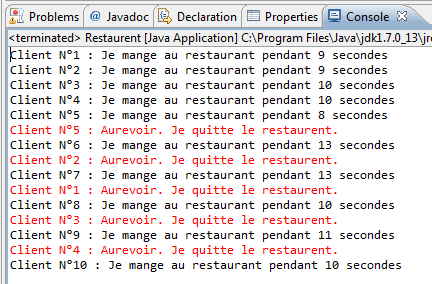 Utilisation d'un objet Semaphore