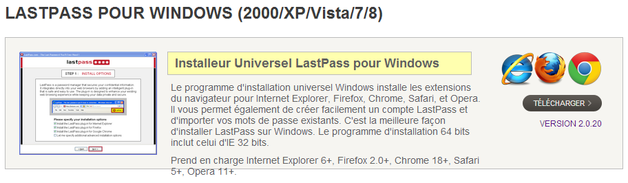 L'installeur universel de Lastpass