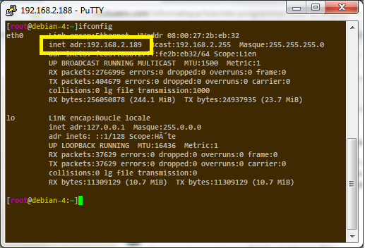 Adresse IP dans un terminal sous Linux