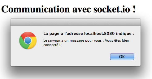 Le client affiche le message du serveur dans une boîte de dialogue