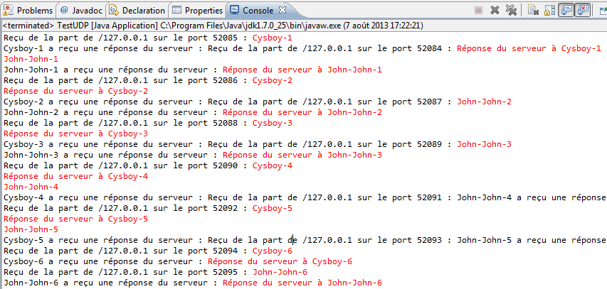 Client - serveur en UDP