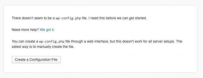 Le fichier wp-config.php est manquant