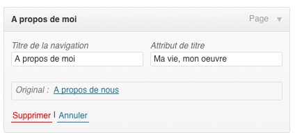Modification des attributs du menu