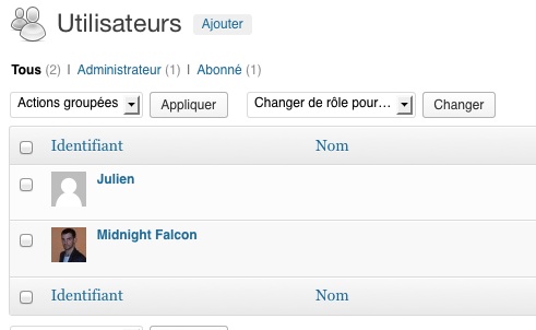Liste des utilisateurs inscrits sur votre site