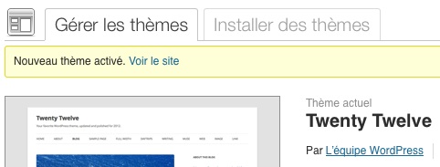 Le thème actif a été modifié