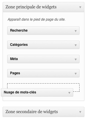 Assigner le widget à une zone spécifique