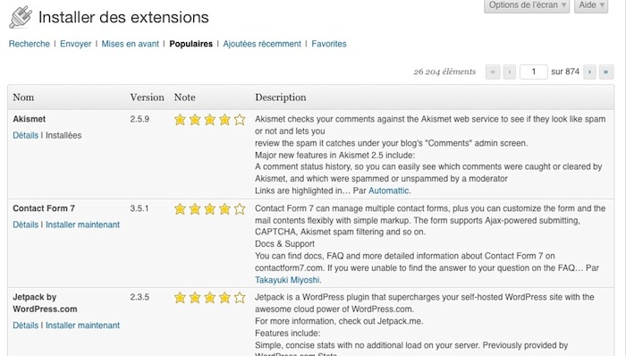La bibliothèque de plugins de WordPress