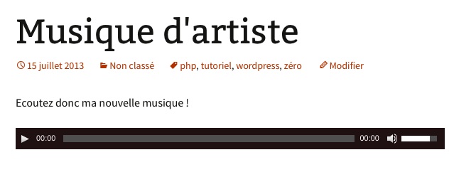 Apparence d'un média audio sur un article