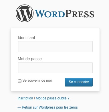 L'interface de connexion à WordPress
