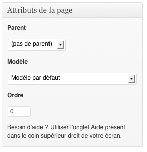 Les différents attributs de page