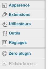 Le lien du plugin dans le menu
