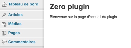 La page principale du plugin