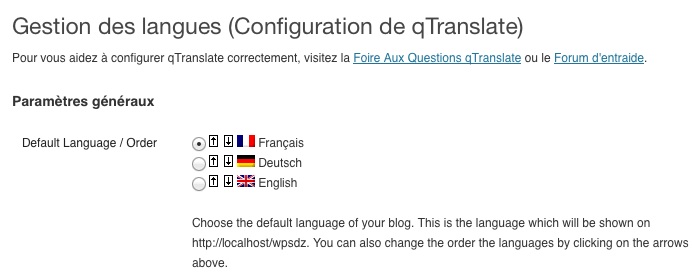 Gestion des langues