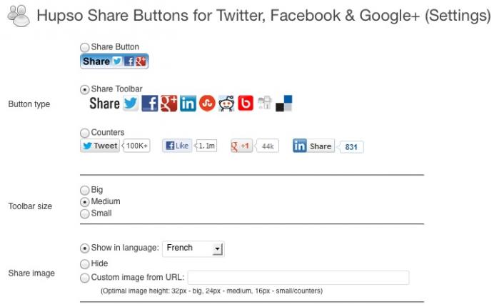 Quelques options pour la configuration des boutons