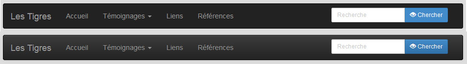Barre sans effet et barre avec thème de Bootstrap