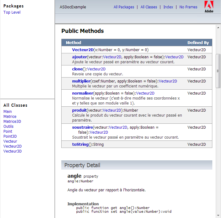 La documentation du projet ASDocExample