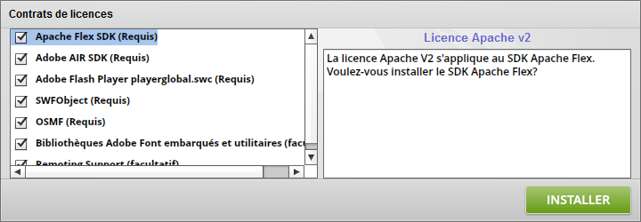 Liste des composants du SDK