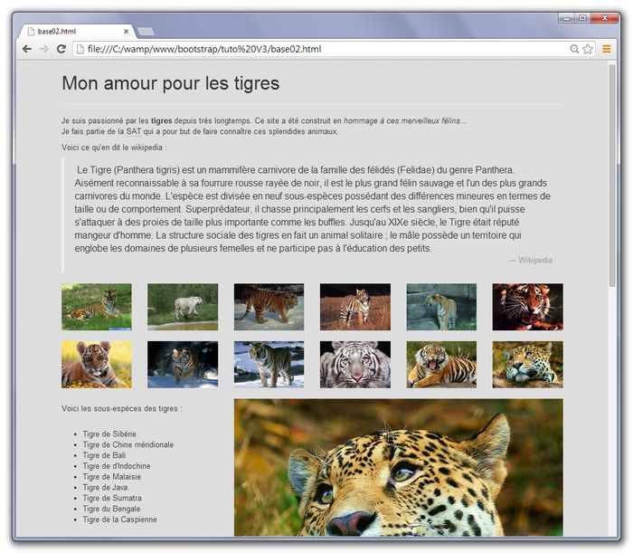 La page d'exemple, première partie