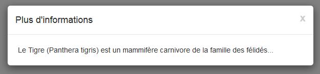 Fenêtre modale sur fond gris