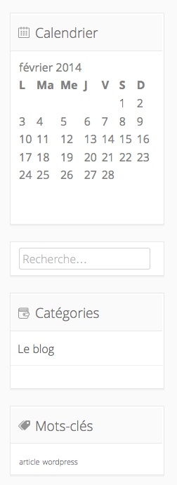 La barre latérale contenant les widgets