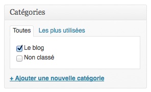 Créez et sélectionnez la catégorie à assigner à la page