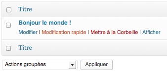 Plusieurs actions sont disponibles pour les articles