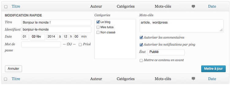 Autorisation des commentaires