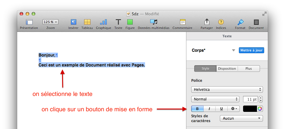 Mise en forme d'un document