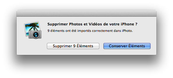 Suppresion des photos sur votre appareil