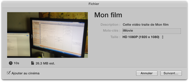 Exporter mon film sur mon ordinateur