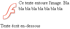 Le texte sous l'image ignore la propriété float