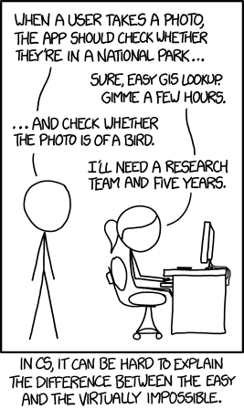 Il est difficile d'évaluer la difficulté d'un problème de data science - xkcd.com/1425
