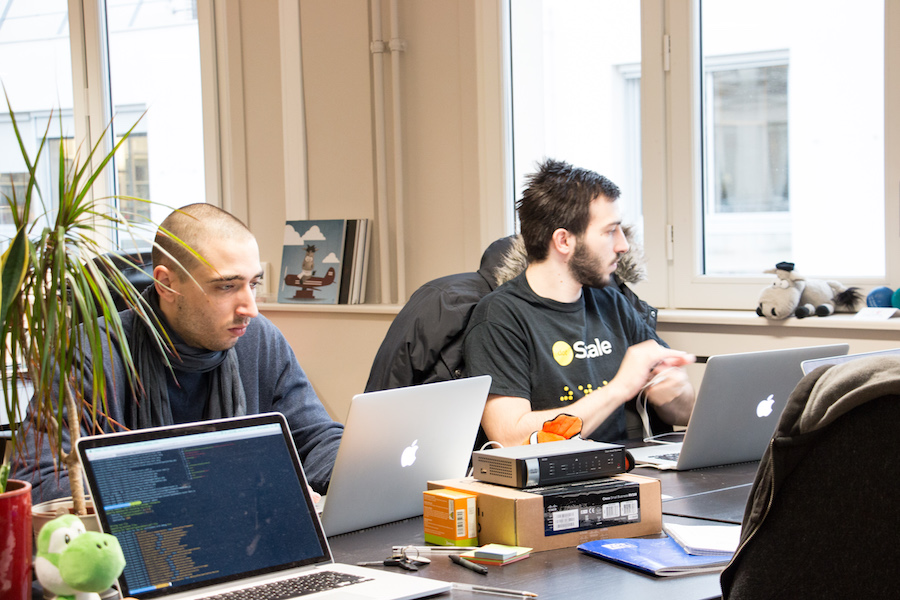Developers working in the open space