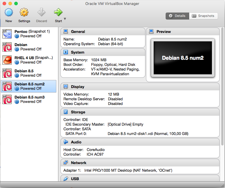 Interface de VirtualBox