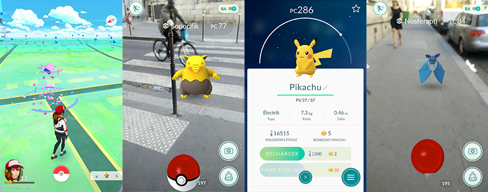 Captures d'écran de l'application Pokémon Go