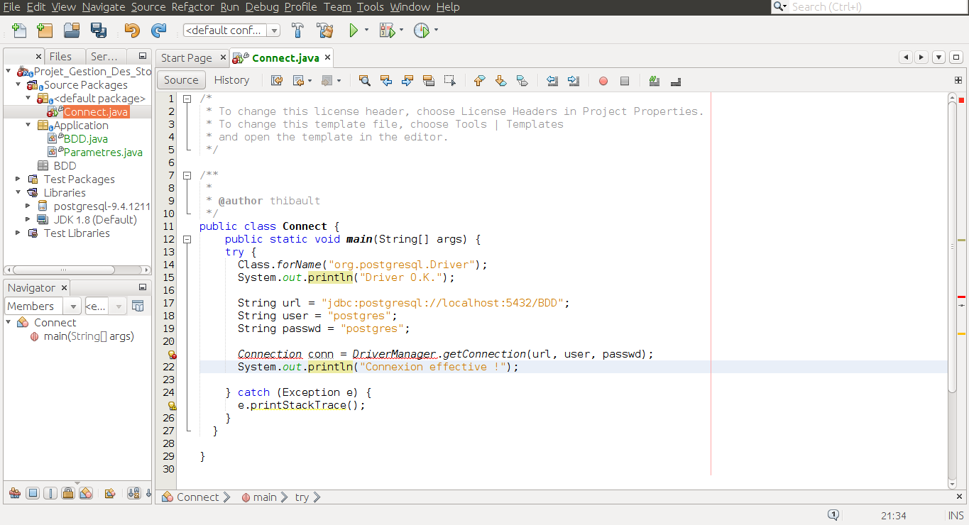 Gestion base de données JAVA par ThibaultLapl - page 1 - OpenClassrooms