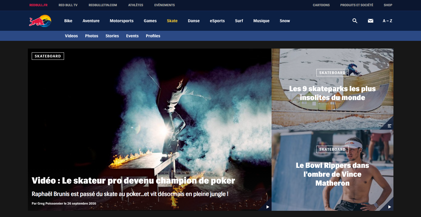 Redbull.com un site dédié aux sports extrêmes