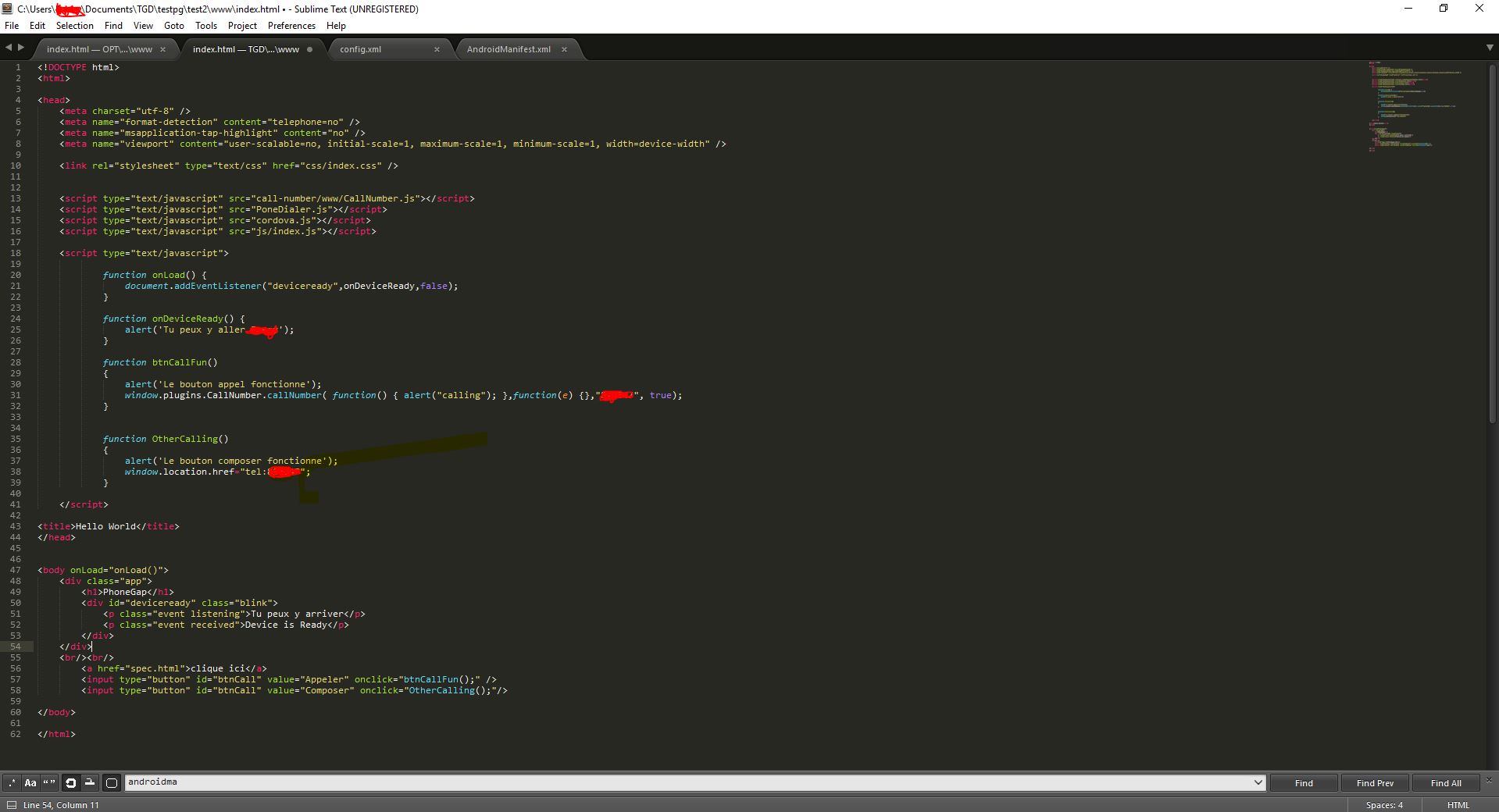 Phonegap - plugin appel par Tuanua - OpenClassrooms