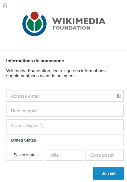 Formulaire de don pour Wikimedia